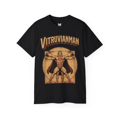 Vitruvian Man Unisex Softstyle T-Shirt, Artistic Graphic Tee, Vintage Style Shirt, Gifts for Art Lovers, Unique Men's T-Shirt