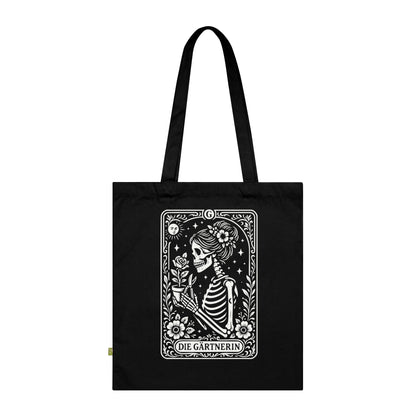 Tarrot der Gärterin - Stoffbeutel, Einkaufstasche aus Bio-Baumwolle, umweltfreundliches Geschenk, Stoffbeutel mit Totenkopfmotiv, Tasche im Boho-Stil