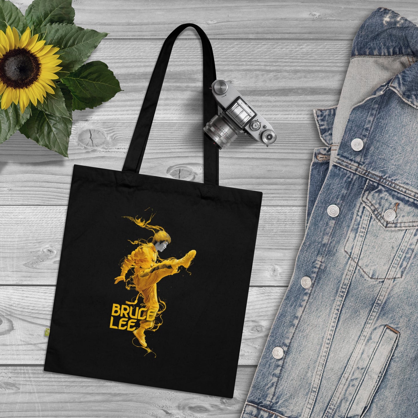 Bruce Lee - Stoffbeutel, Einkaufstasche aus Bio-Baumwolle, umweltfreundliches Geschenk, Stoffbeutel mit Totenkopfmotiv, Tasche im Boho-Stil
