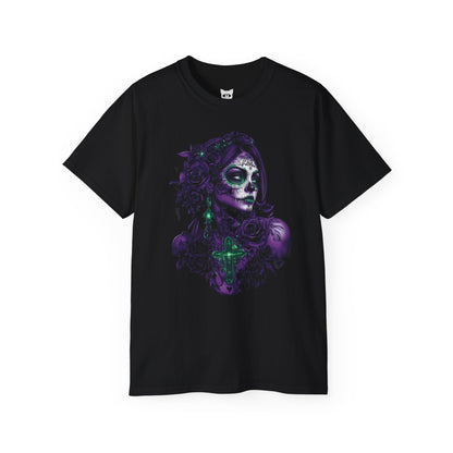 Dia de los Muertos Lila T-Shirt | Hochwertig, 100 % Baumwolle, Weich & Bequem mit Rundhalsausschnitt