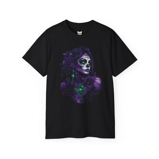 Dia de los Muertos Lila T-Shirt | Hochwertig, 100 % Baumwolle, Weich & Bequem mit Rundhalsausschnitt