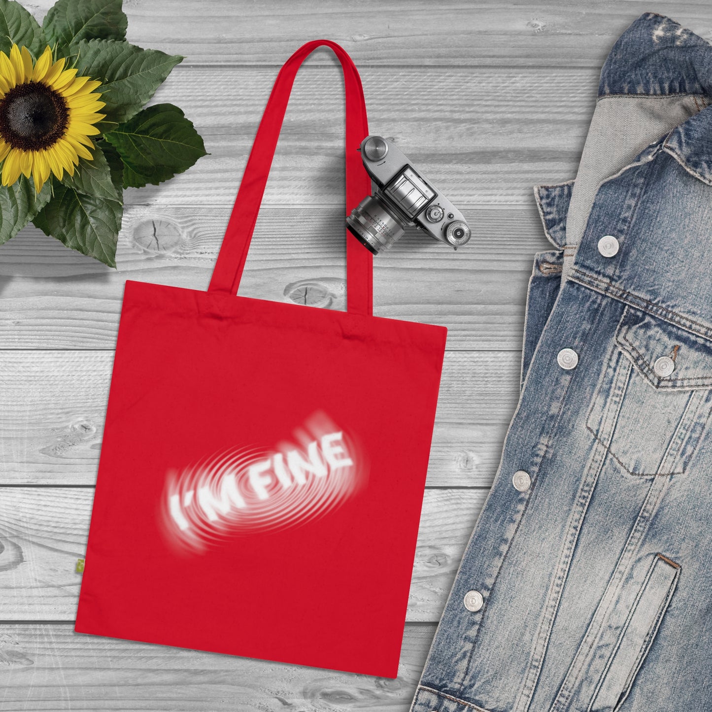 I'M FINE - Stoffbeutel, Einkaufstasche aus Bio-Baumwolle, umweltfreundliches Geschenk, Stoffbeutel mit Totenkopfmotiv, Tasche im Boho-Stil