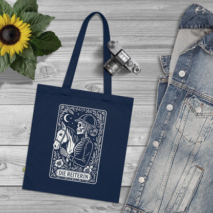 Tarrot der Reiterin - Stoffbeutel, Einkaufstasche aus Bio-Baumwolle, umweltfreundliches Geschenk, Stoffbeutel mit Totenkopfmotiv, Tasche im Boho-Stil