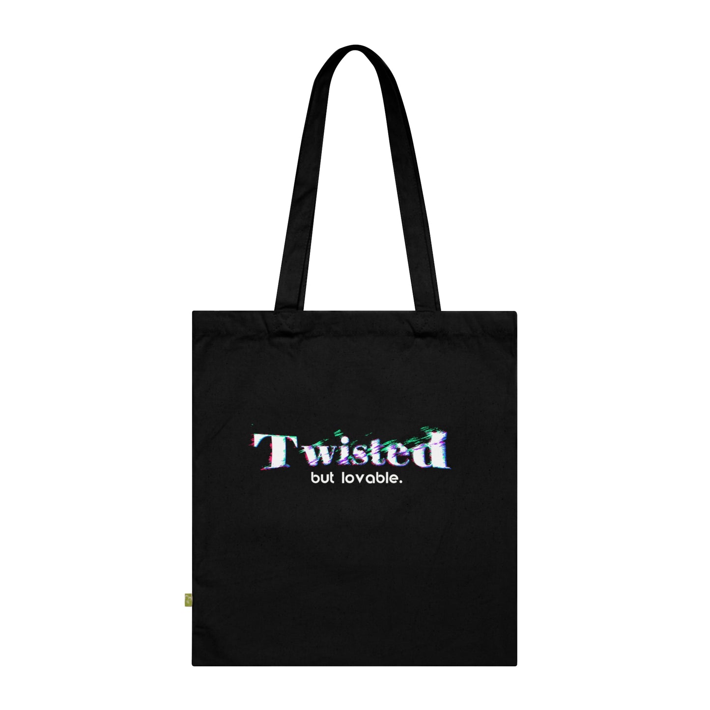 Twisted but lovable - Stoffbeutel, Einkaufstasche aus Bio-Baumwolle, umweltfreundliches Geschenk, Stoffbeutel mit Totenkopfmotiv, Tasche im Boho-Stil