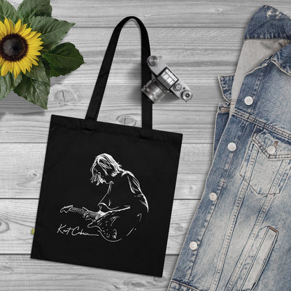 Kurt Cobain - Stoffbeutel, Einkaufstasche aus Bio-Baumwolle, umweltfreundliches Geschenk, Stoffbeutel mit Totenkopfmotiv, Tasche im Boho-Stil
