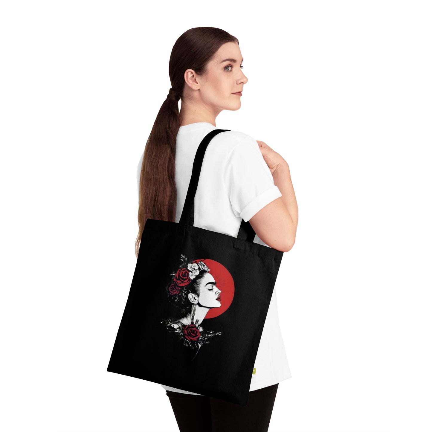 Frida Kahlo - Stoffbeutel, Einkaufstasche aus Bio-Baumwolle, umweltfreundliches Geschenk, Stoffbeutel mit Totenkopfmotiv, Tasche im Boho-Stil