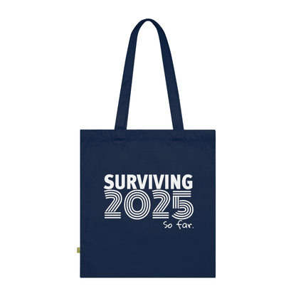 SURVIVING 2025 -  Stoffbeutel, Einkaufstasche aus Bio-Baumwolle, umweltfreundliches Geschenk, Stoffbeutel mit Totenkopfmotiv, Tasche im Boho-Stil