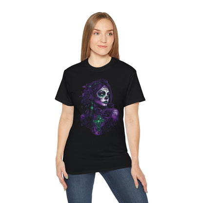Dia de los Muertos Lila T-Shirt | Hochwertig, 100 % Baumwolle, Weich & Bequem mit Rundhalsausschnitt