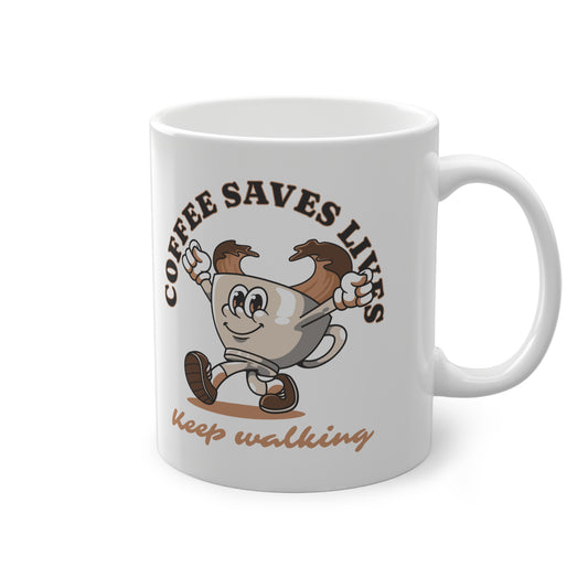 COFFEE SAVES LIVES... Mug,  Coffee Cup Gift, Vintage Style, Home Decor, Cozy Beverage