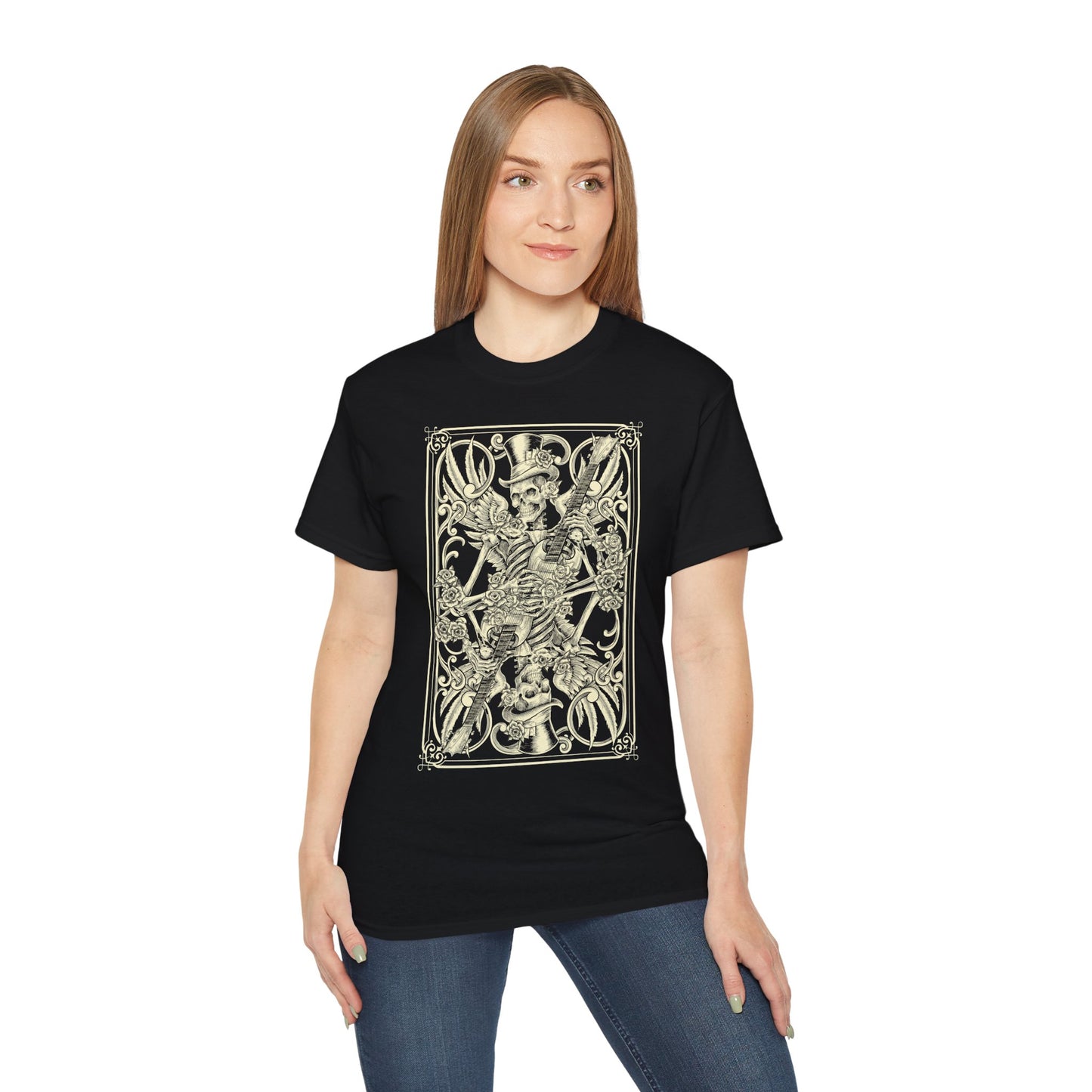 Skeleton Card - T-Shirt | Hochwertig, 100 % Baumwolle, Weich & Bequem mit Rundhalsausschnitt