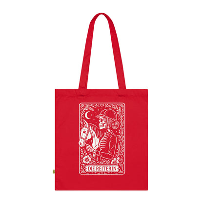 Tarrot der Reiterin - Stoffbeutel, Einkaufstasche aus Bio-Baumwolle, umweltfreundliches Geschenk, Stoffbeutel mit Totenkopfmotiv, Tasche im Boho-Stil
