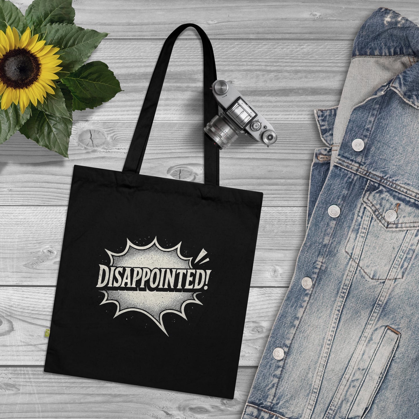 DISAPPOINTED! - Stoffbeutel, Einkaufstasche aus Bio-Baumwolle, umweltfreundliches Geschenk, Stoffbeutel mit Totenkopfmotiv, Tasche im Boho-Stil
