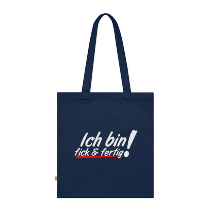 Ich bin fick und fertig! - Stoffbeutel, Einkaufstasche aus Bio-Baumwolle, umweltfreundliches Geschenk, Stoffbeutel mit Totenkopfmotiv, Tasche im Boho-Stil