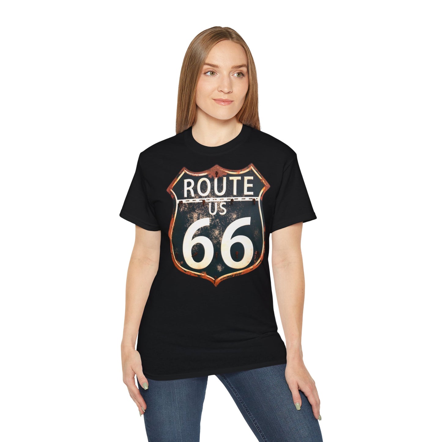 ROUTE 66 - T-Shirt | Hochwertig, 100 % Baumwolle, Weich & Bequem mit Rundhalsausschnitt