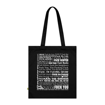 Fuck It All - Stoffbeutel, Einkaufstasche aus Bio-Baumwolle, umweltfreundliches Geschenk, Stoffbeutel mit Totenkopfmotiv, Tasche im Boho-Stil
