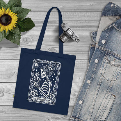 Tarrot der Gärterin - Stoffbeutel, Einkaufstasche aus Bio-Baumwolle, umweltfreundliches Geschenk, Stoffbeutel mit Totenkopfmotiv, Tasche im Boho-Stil