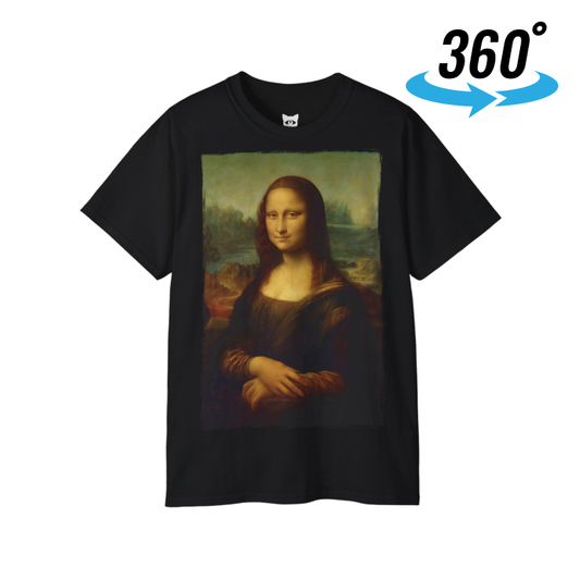 Mona Lisa  | 360° Kunst – Meisterwerke in Bewegung | Hochwertig, 100 % Baumwolle, Weich & Bequem mit Rundhalsausschnitt
